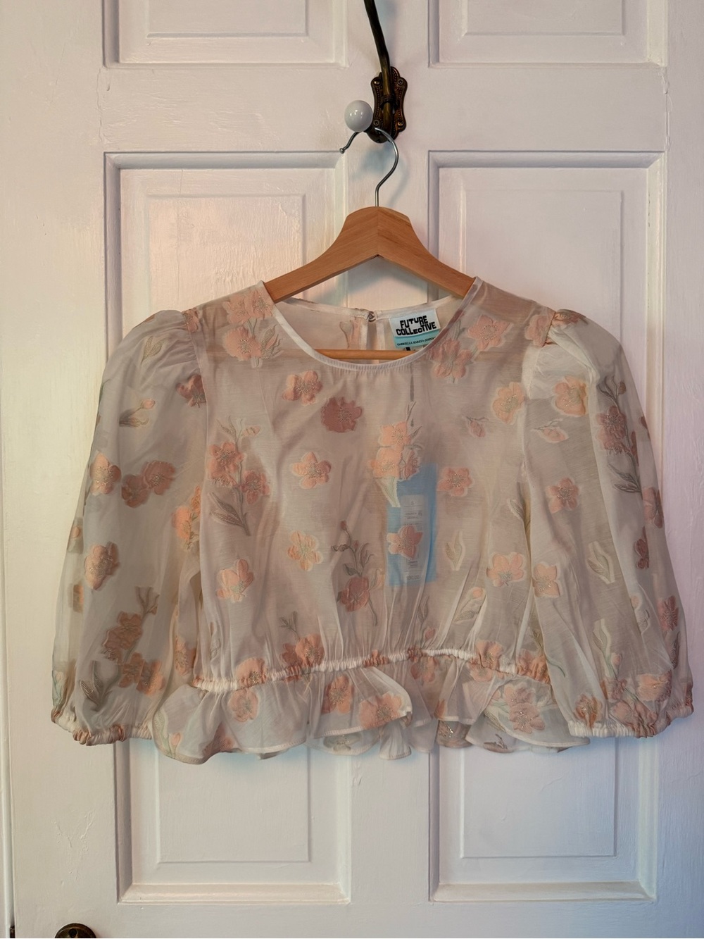 Future Collective Floral Sheer Puff Sleeve Top